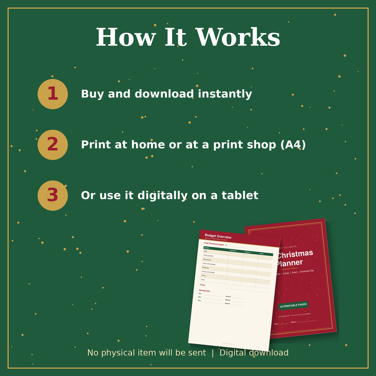 Christmas Planner UK | Printable Budget, Gift List & Dinner Planner | A4 PDF