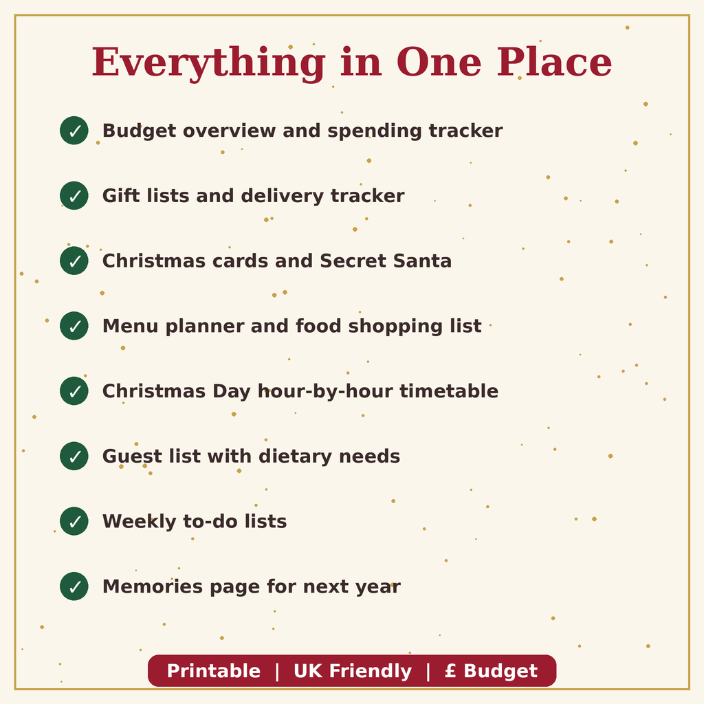 Christmas Planner UK | Printable Budget, Gift List & Dinner Planner | A4 PDF