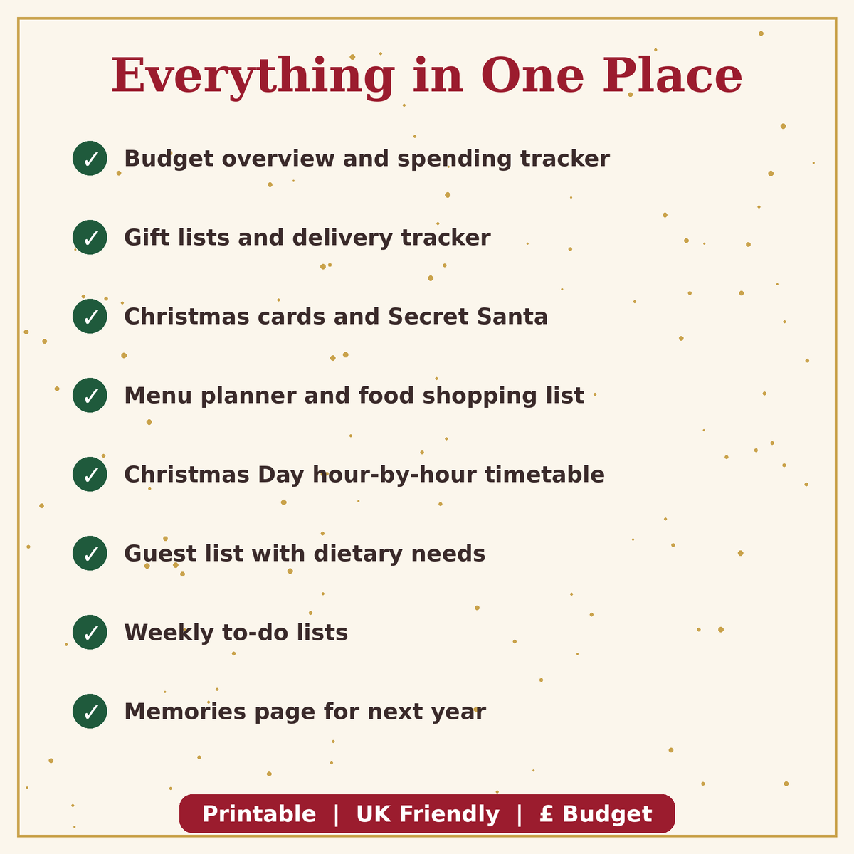 Christmas Planner UK | Printable Budget, Gift List & Dinner Planner | A4 PDF